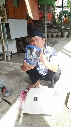 Masker full face shield melindungi mata sekaligus hidung, cocok dipakai gerinda Marmer #masker #full #face | Muhammad Nasrullah
