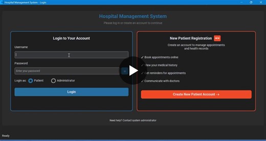 Hospital Management System (Python Desktop App) — Project Overview I built a complete Hospital Management System as a desktop application using Python + CustomTkinter (modern UI on top of Tkinter)… | Ali Haroon