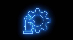 Download chess horse and cogwheel icon with neon effect for free