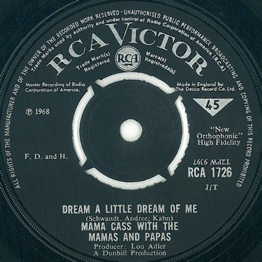 Mama Cass With The Mamas And Papas - Dream A Little Dream Of Me