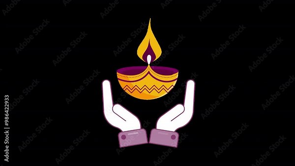 Introducing the Diwali Lamp In Hand Animation, a visually appealing 3-second graphic animation that embodies the warmth and luminosity of Diwali, the festival of lights.