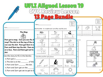 UFLI Lesson 19 CVC Word Review Activities | Decodable 13 Page Bundle