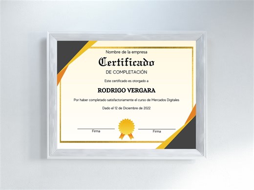 Spanish Certificate of Completion Template: Editable Canva Design (digital Download) - Etsy