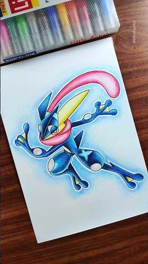 Day 04 of drawing each and every Pokemon challenge ✨ Greninja drawing 🔥 #shorts