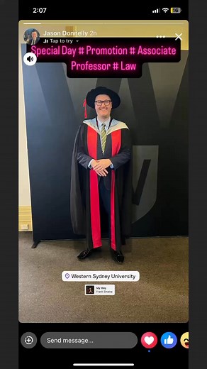 Warami Australia delighted to share blessings of Friday arrive. Australia’s most successful, inspiring, legendary leader and prestige barrister the one and only Dr Jason Donnelly has been awarded as an associate professor.“Congratulations Sir on your well-deserved success!" "You're on your way to great things!" "Celebrating you on your big day!" "Your hard work and dedication have culminated in remarkable success." "This impressive achievement has paid off your hard work and dedication.🇸🇦🕋🖤�