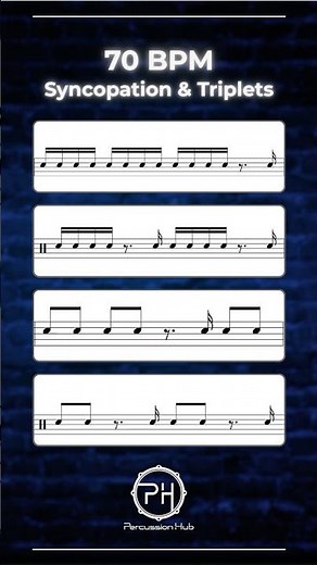 70 BPM Drum Reading Exercise | Learn Syncopation & Triplets | Sight Reading for Musicians