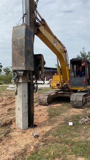 Can we relate on this installation of piles in the soil🔥 #foryou #funny #video #shorts #bulldozer