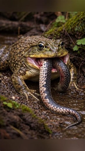 Bull frog vs praying mantis 😱 | #clawuniverse #bullfrog #viralshort