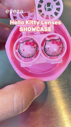 Have you seen the Hello Kitty contact lenses? 🐱✨ They're super cute! 😍💖 #eyeza #coloredcontacts #eyezalens #contacts #cosplaylenses #cosplay #makeup #lenses #browneyes #eyecontact #hellokitty #kitty