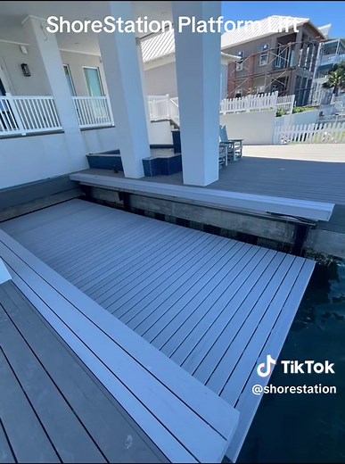 This ShoreStation hydraulic platform lift disappears into the dock and comes to life at the push of a button—lifting your boat fast, smooth, and level every time. Built for a better experience. Engineered to outperform. Install by On The Docks LLC on the Texas coast. #ShoreStation #WaterfrontLiving #boating #boatlifts