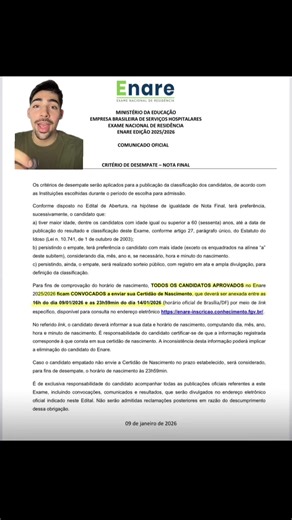 Mudanças no ENARE 2025/2026 e Critérios de Desempate
