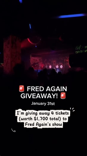 Matilda Nicole on Instagram: "FRED AGAIN GIVEAWAY! 🚨🚨 I’m giving away 4 tickets to Fred Again’s January 31st NYC show - yes, you can win them for FREE. All you have to do: Download the Coverd app Use code FRED for free entry every single day Go to Lifestyle → Fred Again Contest Play the Flappy Bird game Highest score wins ALL 4 tickets (Link in bio) Good luck babes... go win your spot #fredagain #nycgiveaway #contestalert #nycevents"