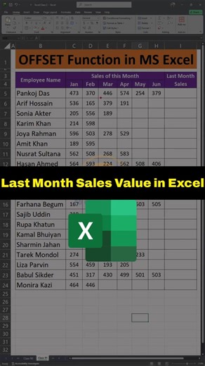 Last Month Sales Value in Excel 🔥 | Auto calculate previous month's sales with OFFSET Function!