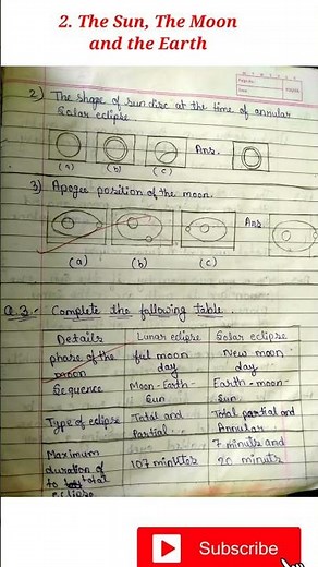 Exercise Class 7 Geography 2. The sun and the moon and the earth I exercise 7th geography 2 I std 7