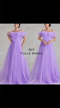 DIY Tulle Dress. Off Shoulder Tulle Maxi Gown #tulledress #maxigown #promdress #bridalgown