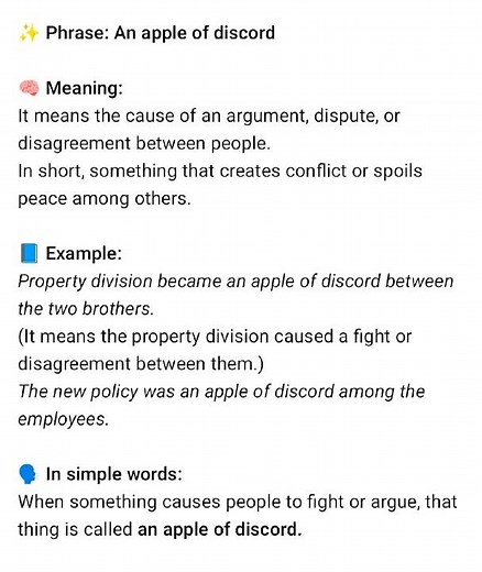 🍎 An Apple of Discord | Meaning, Origin & Example | Daily English Phrase