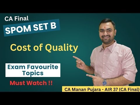 SPOM Set B | Cost of Quality | CA Final | Most Important Topics Series | CA Manan Pujara