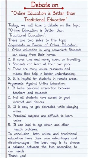 Debate on Online Education vs Traditional Education | Best Handwriting