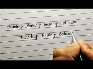 How to write days of the week in English Cursive handwriting | Sunday Monday Tuesday...