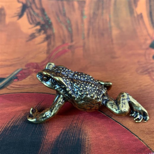 Vintage Copper Toad Frog Statue Feng Shui Wealth Lucky Tea Table Decor - Etsy