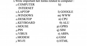 Write important full forms related to computer:a) COMPUTERI... | Filo