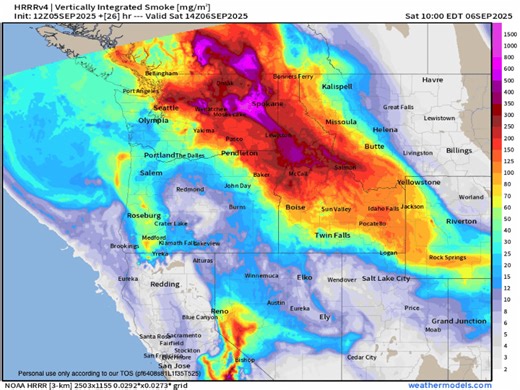 48 hr smoke model not showing much improvement until the winds turn south, later in the weekend. | McCall Weather