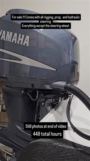 For sale, the cleanest low hours 3.3 250hp Yamaha you will ever find to date. This cherry 🍒 only has 448 hours and you get ALL THE RIGGING, including the 17p prop. Midsection checked for corrosion and all is good. Picture at end of video. Download Pic of hours and use as well. SALE is for everything below for $8950. F250txr 2006 704 control 704 key 20ft main harness 6yc display and pigtails Control cables 17 pitch ss prop Seastar helm Seastar hoses Seastar hc5345 ram Engine is being removed thi