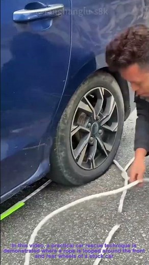 Car Rescue Hack: Pull a Stuck Vehicle with Rope Around Front & Rear Wheels (Viral Trick!)