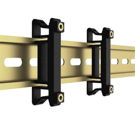 DIN Rail Clip Set for TS35 - M3 Brass Inserts, 25-60mm and custom sizes, Automation/Electrical Installation/Raspberry Pi/Arduino/PCB Mount