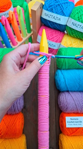 Naztazia on Instagram: "A crochet hook and knitting needle, in this tutorial from Naztazia, can work together in two ways. This method can be used with broomstick lace crochet and as a cast on for knitting. #crochet #knitting #artist #yarn #broomsticklace #knittinginspiration #makersgonnamake #tutorial #crocheting #naztazia #reels"