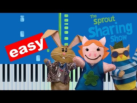 The Sprout Sharing Show Theme Song - PBS Kids (Slow Easy) Piano Beginner Tutorial