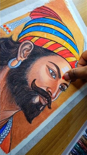 Chhatrapati Shivaji Maharaj drawing 🚩 #chhatrapatishivajimaharaj #art #drawing #shortsfeed #shorts