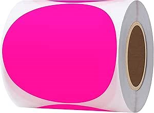 Hybsk Round Color Coding Circle Dots Labels Warehouse Inventory Organizer Stickers (3 inch, Fluorescent Pink)