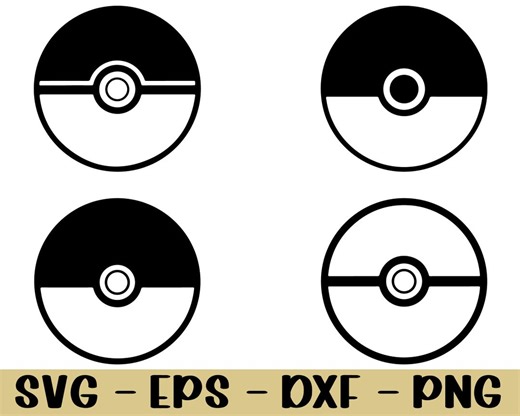 Poke Ball Icon Svg, Poke Ball Icon Silhouette, Dxf, Png - Etsy