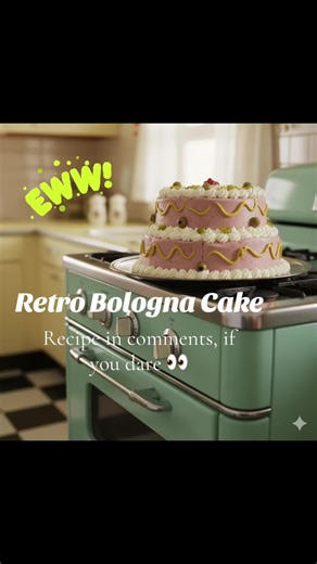 Is it a cake? Is it a crime? It’s the infamous Bologna Cake! 🎂🥩 In the 50s, if you weren’t