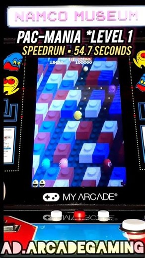 Pac-Mania Level 1 Block Town Speedrun 54.7s ☆ Namco Museum Mini Player