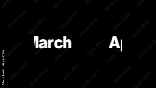 Full Year Calendar Slide Animation January to December, Month by Month Timeline on Transparent Background, 4K Alpha Channel