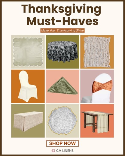 🍂 Gather, Give Thanks, and Celebrate in Style 🍁 Set the scene for a cozy Friendsgiving or a festive Thanksgiving feast with our Thanksgiving Decor Collection! From warm autumn tones to elegant textures, find everything you need to create a tablescape that feels as inviting as the season itself. 🧡 🛒 Explore the collection: https://www.cvlinens.com/collections/thanksgiving-decor #CVLinens #ThanksgivingIdeas #ThanksgivingDinner #ThanksgivingTablescape #DIYThanksgiving #ThanksgivingDecor #Friend