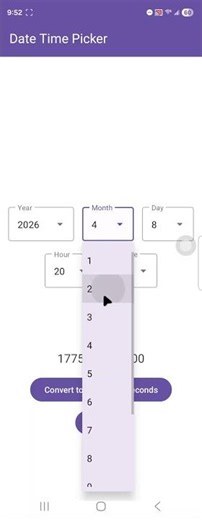 Android Date Time Picker with Dropdown Menu (demo)