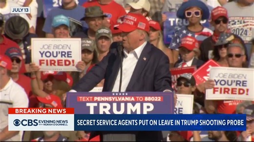 1.5K views · 24 reactions | The Secret Service has placed at least five agents on leave, including the head of the Pittsburgh field office, as a result of its investigation into last month's assassination attempt against former President Donald Trump, multiple sources tell CBS News. | CBS Evening News | Facebook