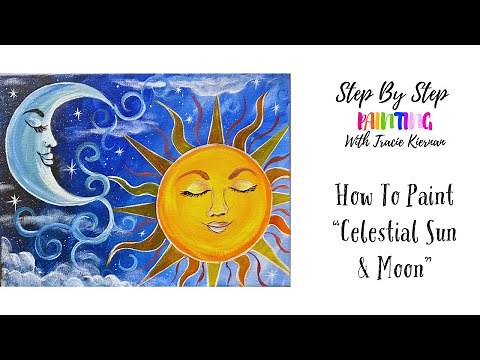How To Paint A "Celestial Sun & Moon" - Acrylic Painting Tutorial