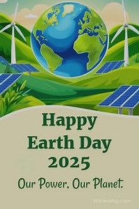 1.6M views · 36K reactions | Happy Earth Day 2025 OUR POWER ⚡ OUR PLANET  The sun, wind, and earth offer boundless clean power. Let's choose renewable energy to secure a clean and green planet for generations to come. Let’s use OUR POWER to protect OUR PLANET. | Wishes & Quotes | Facebook