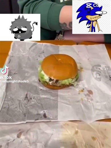 Sonic getting mad over a burger