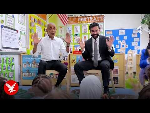 Obama and Mamdani sing Wheels on the Bus to preschoolers