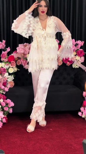 Elegant White Lace Outfit Showcase in Luxurious Setting