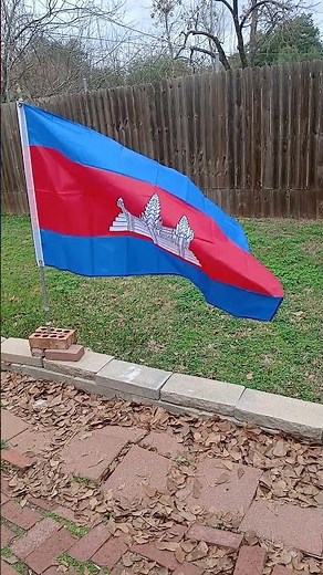 Big flag of Cambodia waving in the wind