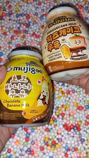 found Wonhae cheese cake milk and Wonhae chocolate banana milk in the cardboard box #snacks #hunt...