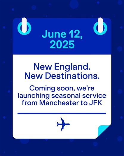 24K views · 110 reactions | Manchester, we've got the flight, you bring the vibes. Ready to jet this summer? https://www.jetblue.com/best-fare-finder?departure=2025-6&origin=MHT&destination=JFK&fare=DOLLAR | JetBlue | Facebook