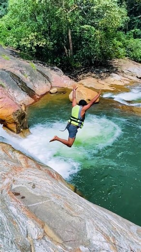 50 ft Jumping in to waterfall #compass #cliffjump #waterfall #adventure #meemure