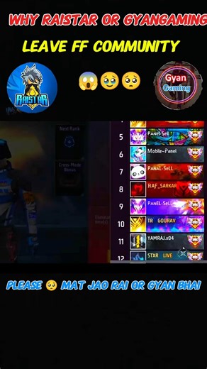 ‎⁨@RaiStar⁩ And ‎⁨@GyanGaming⁩ Leave FF Community 🥹😱 #freefire #trending #shorts